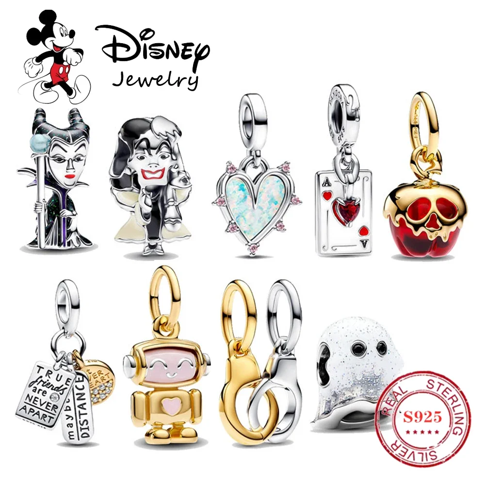 Original 925 Sterling Silver Jewelry Disney Cartoon Villains Maleficent Charm Bracelet Women Lady Bracelet Pendant Bead DIY Gift