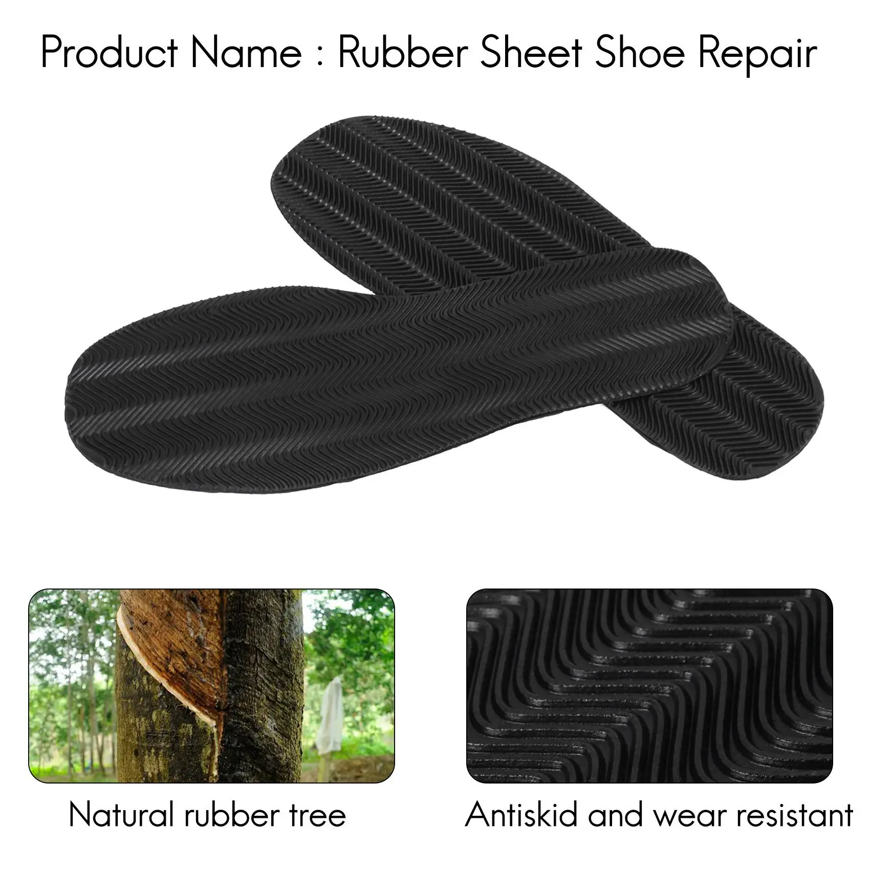 1 Pair DIY Stick On Full Soles Heel Palm Shoe Repair Anti-Slip Grip-rubber Pads - 29X11.5X0.2Cm