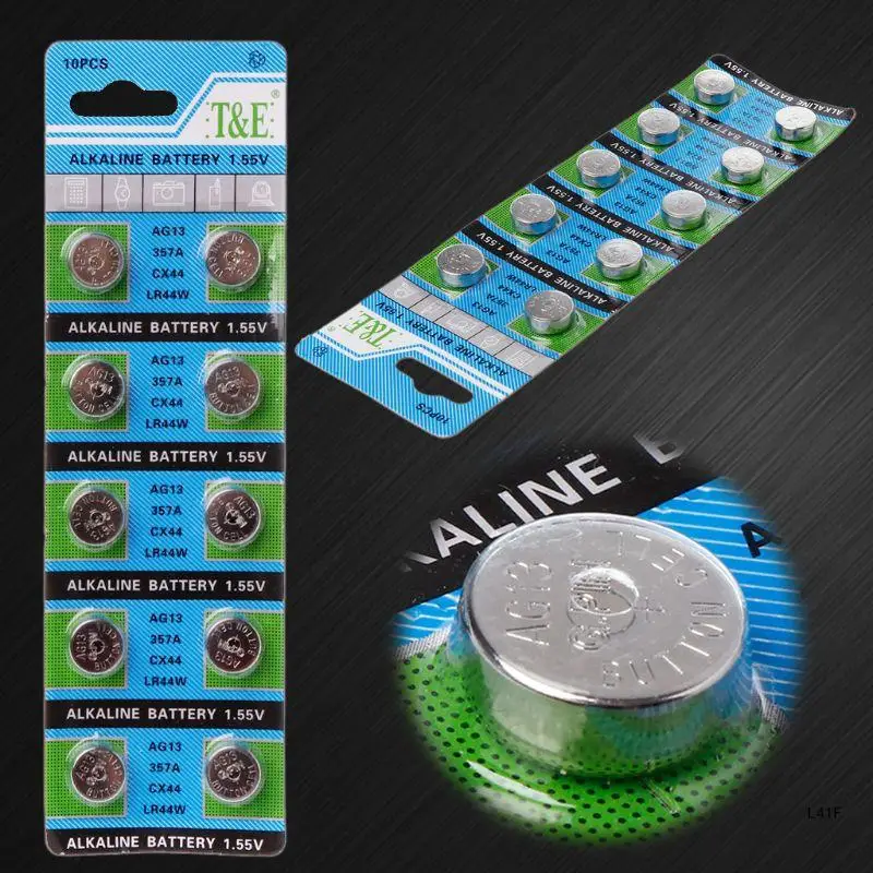 10pcs/lot 1.55V AG13 LR44 A76 LR44 357A S76E 13 Alkaline Button Cell Coin Batteries for Calculators Computers