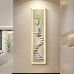 LED Nordic Entrance Decoration Painting High-end Entrance Hallway Hanging Painting Modern Small Fresh Green Plant Mural Lights