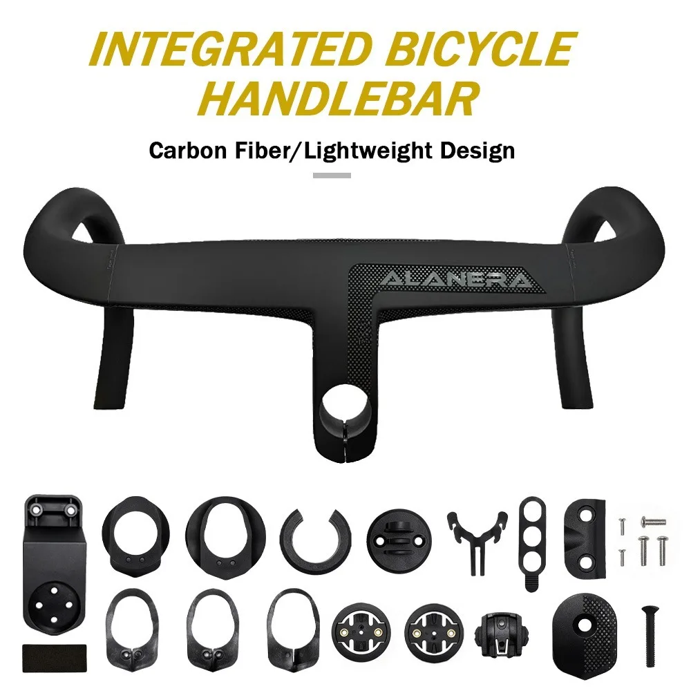 New Carbon Fiber Integrated Drop Handlebar for Road Bikes with Full Internal And External Cable Routing including Accessories