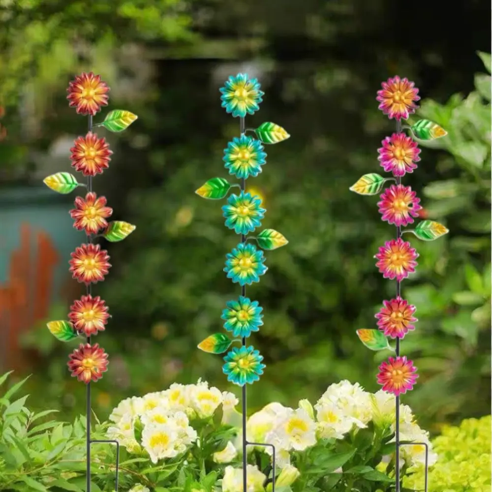 

3pcs Micro Landscapes Decoration Metal Decorative Garden Stakes Plant Shaped Creative Garden Pile Art Flower Ground Stake Yard