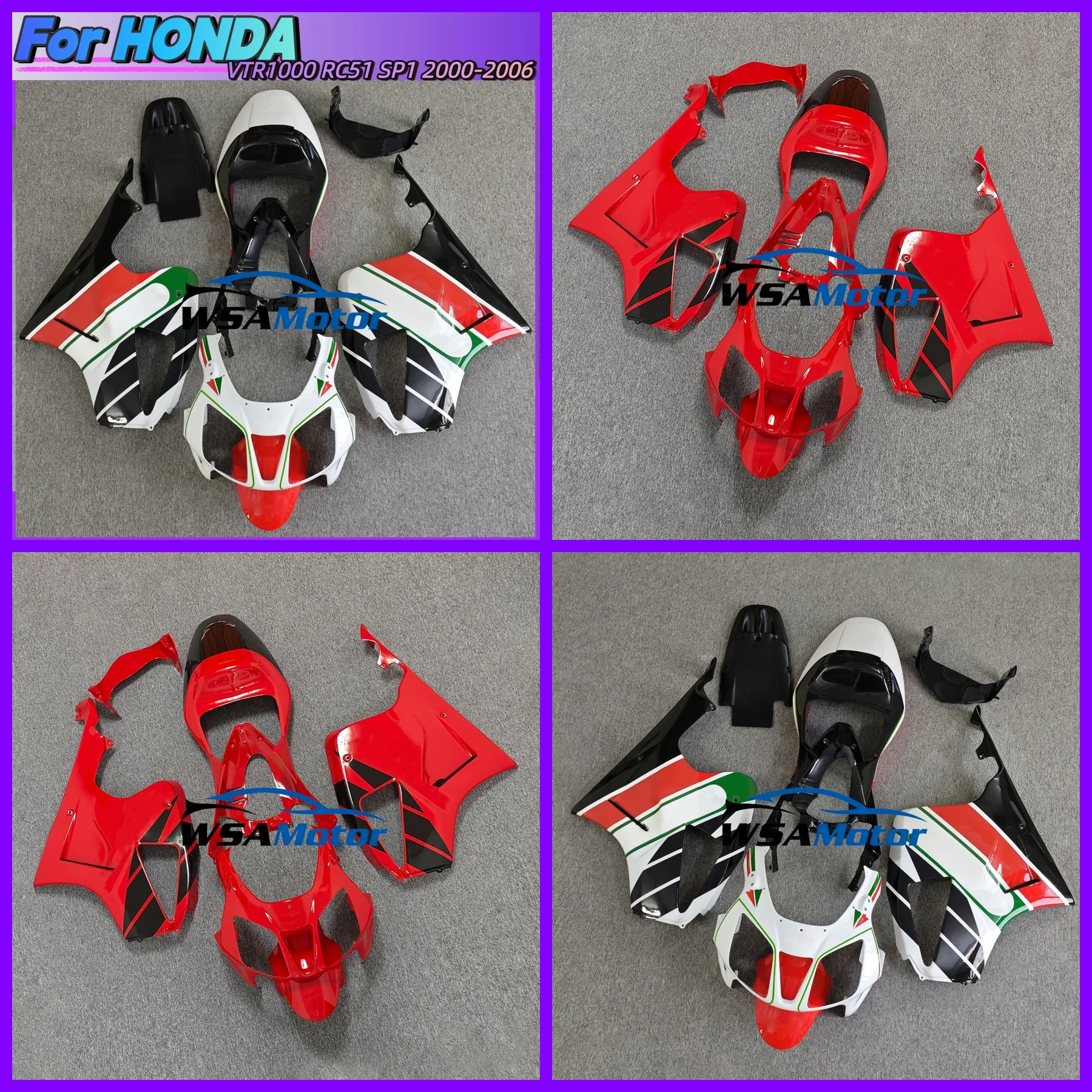 Plastic Fairings FOR RTV1000R RC51 06 05 Bodywork for Honda VTR1000 RR 03 04 Full Body Kits FOR RTV1000R RC51 2000 - 2006
