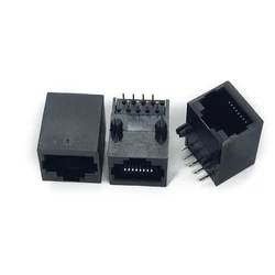 50PCS/Lot Black RJ45 8P8C Jack Connector Plastic PCB Mount Network Internet Modular 18.5mm