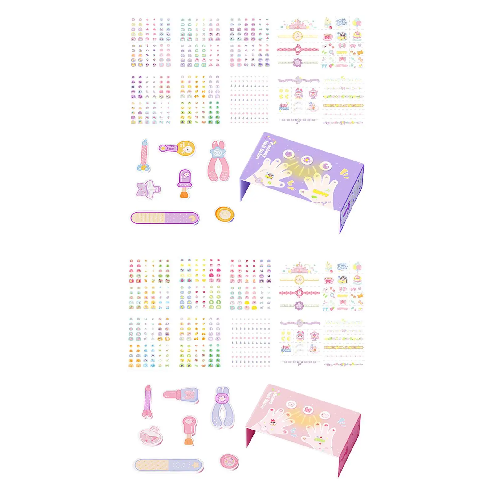 Nail Stickers Nail Art Supplies for Little Girls Cartoon Self Adhesives Nail Art Decals