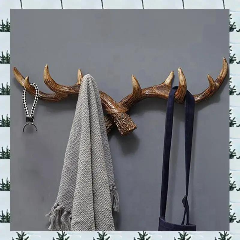 

ABLG 2X винтажные настенные крючки с рогами оленя-28 см, настенная вешалка для одежды, вешалка для одежды, держатель для ключей для декоративного настенного крючка, B