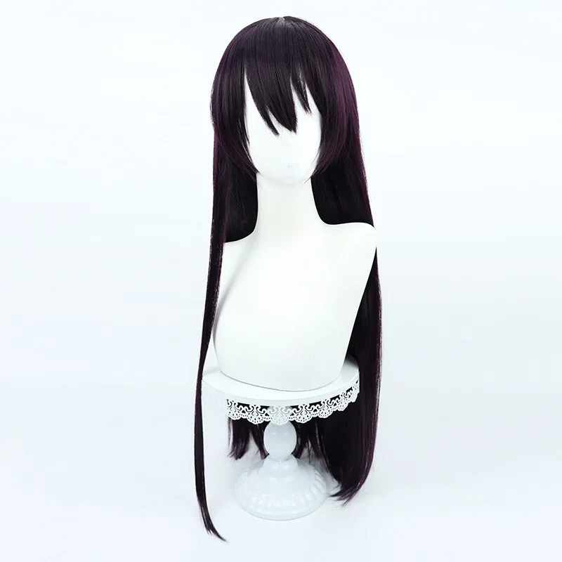 Nijisanji VTuber Kenmochi Touya Version féminine perruque cosplay cheveux longs violet foncé cadeau d'Halloween