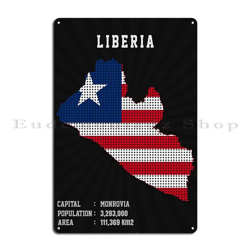 Liberia Flag Map Metal Plaque Home Custom Bar Cinema Character Tin Sign Poster