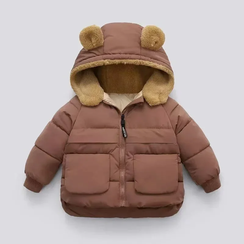 Winter Kids Jackets For Baby Girls Thick Coats Boys Warm Hooded Velvet Jacket Children Outerwear 2-6 Yrs Toddler Girls Snowsuit