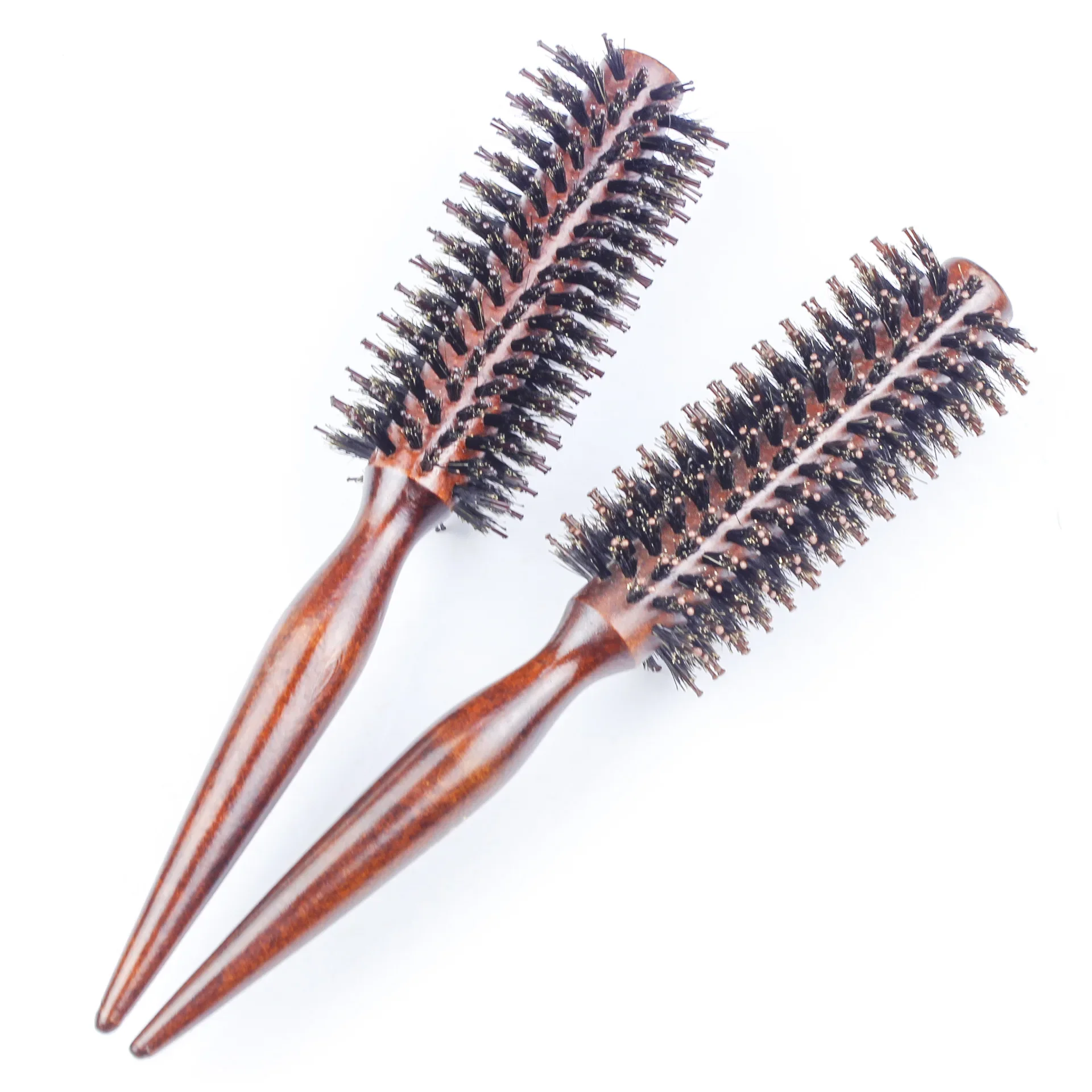 Portable Women Hair Brush Comb Round Anti-static Curly Brush Natural Bristle Wood Handle Hair Styling Comb Hairdress Tools