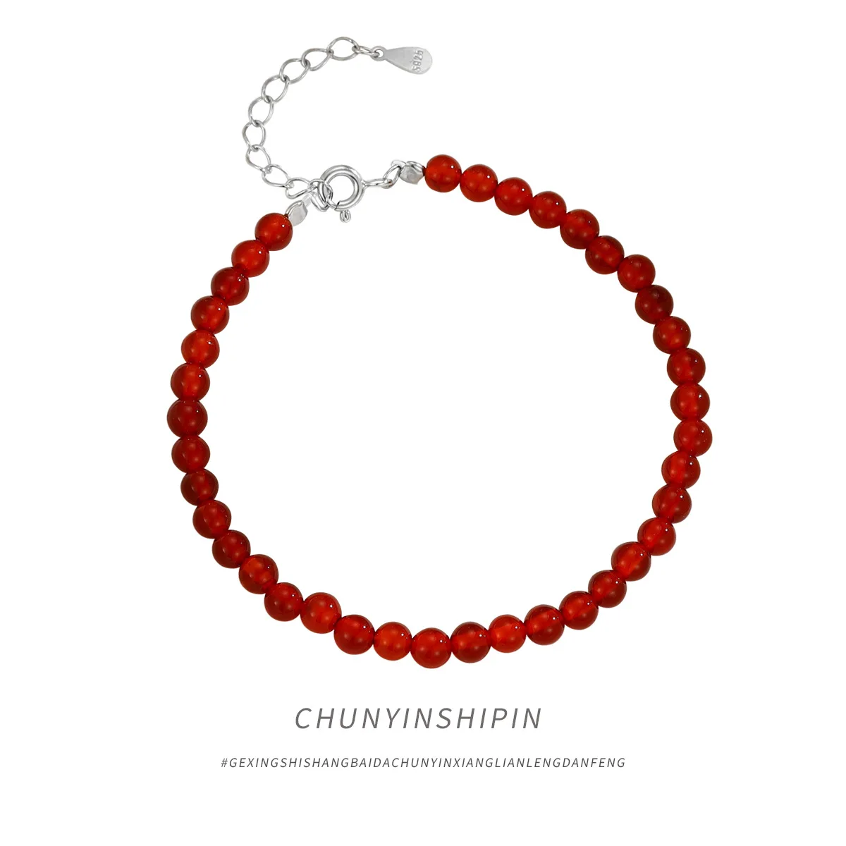 Exquisite S925 Silver Red Agate Bracelet, Perfect for Minimalist Women with a Unique Taste in Jewelry