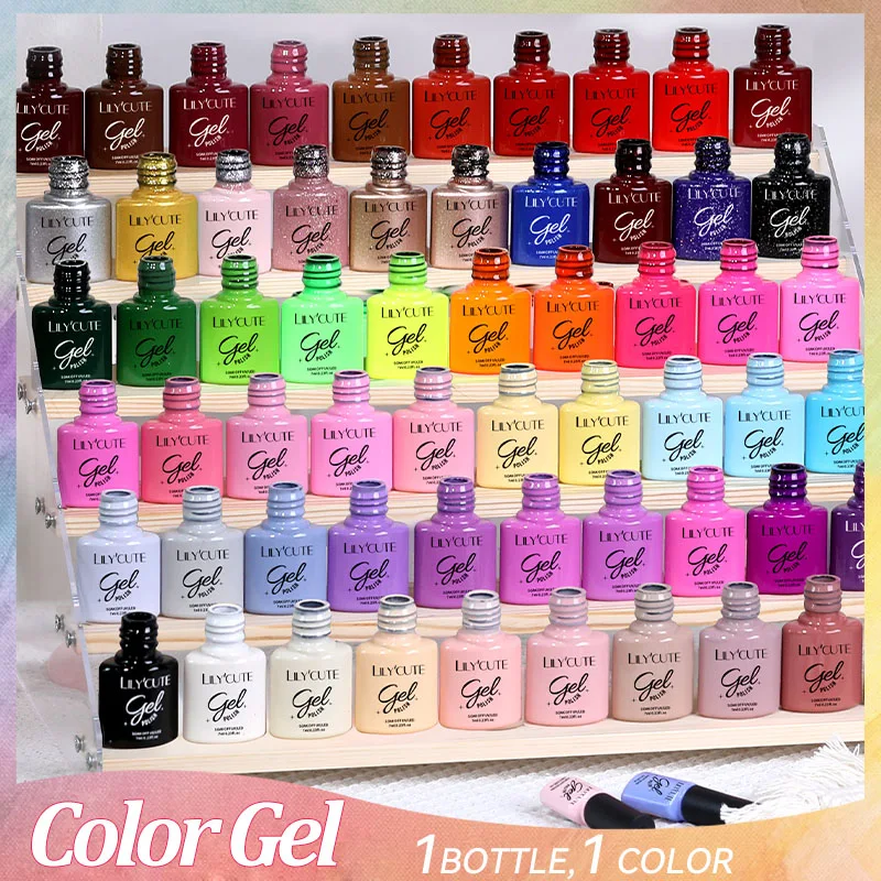LILYCUTE 6Pcs/Set Blue Series Vernis Semi Permanent UV Gel Soak Off UV LED Sparkly Fluorescent Gel Nail Art Kit All For Manicure - Image 3