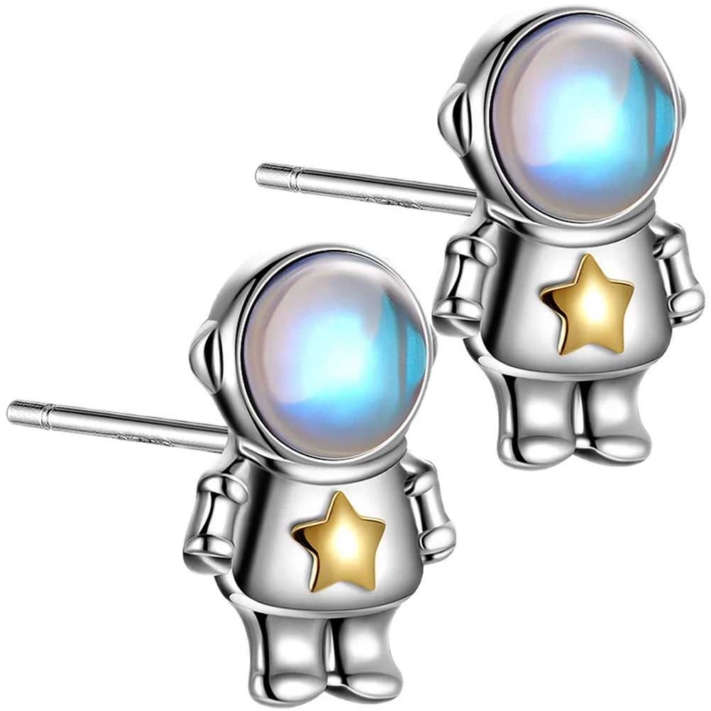 1Pair Astronaut Stud Earrings Asymmetrical Spaceman Drop Earrings for Women Teen Prom Party Anniversary Fashion