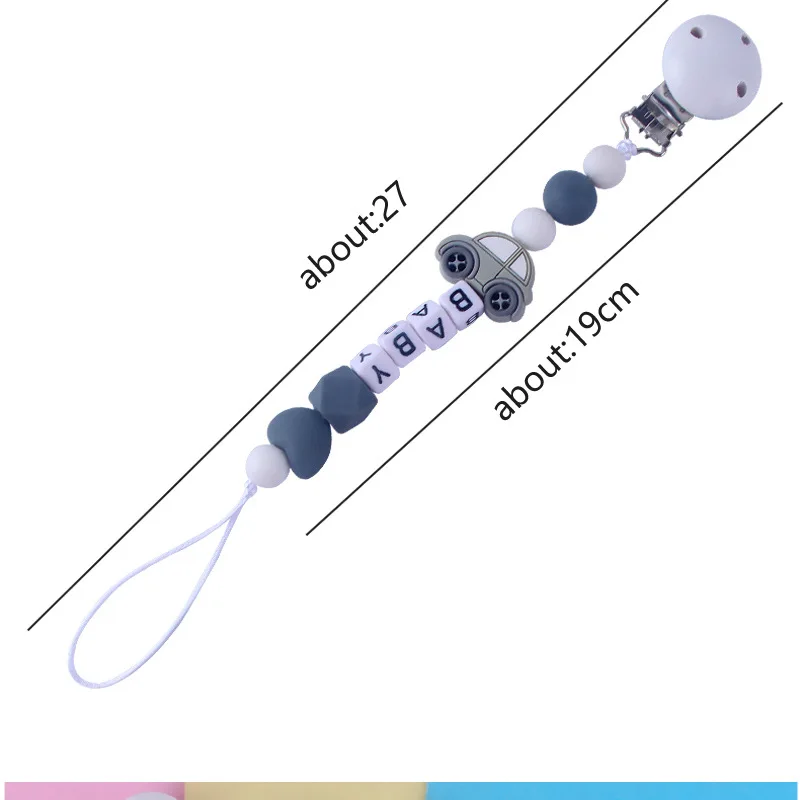 New Customizable Baby Pacifier Clip Personalized Name Anti-drop Chains Dummy Nipples Holder Clips Chain Teething Toys Chew Gifts