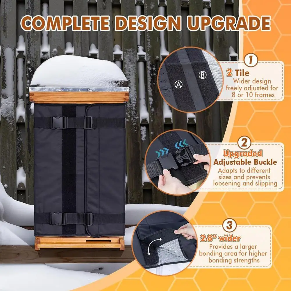 Winter Hive Wind Shield Winter Beehive Wrap for 8 10 Frame Hives Insulated 600d Oxford Cloth Cover Adjustable Weather Beekeeping