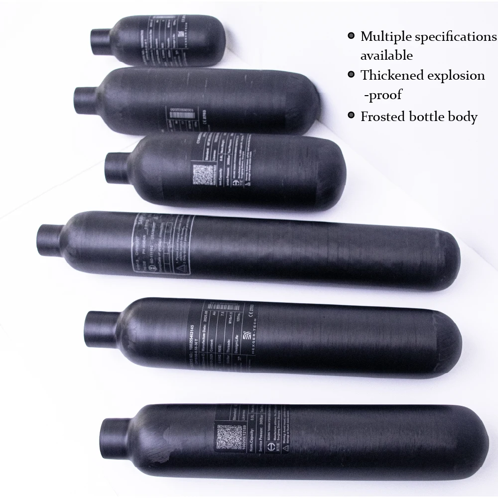 Matte new style 0.36L/0.42L/0.5L/500cc  Carbon Fiber Diving Tank, HPA Diving Bottle, High Pressure Tank M181.5, 400psi, 300 bar