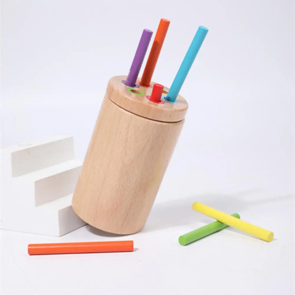 Hand-eye Coordination Game Wooden Montessori Color Sorting Toy Set for Toddlers Fine Motor Skills Learning Game with Colored