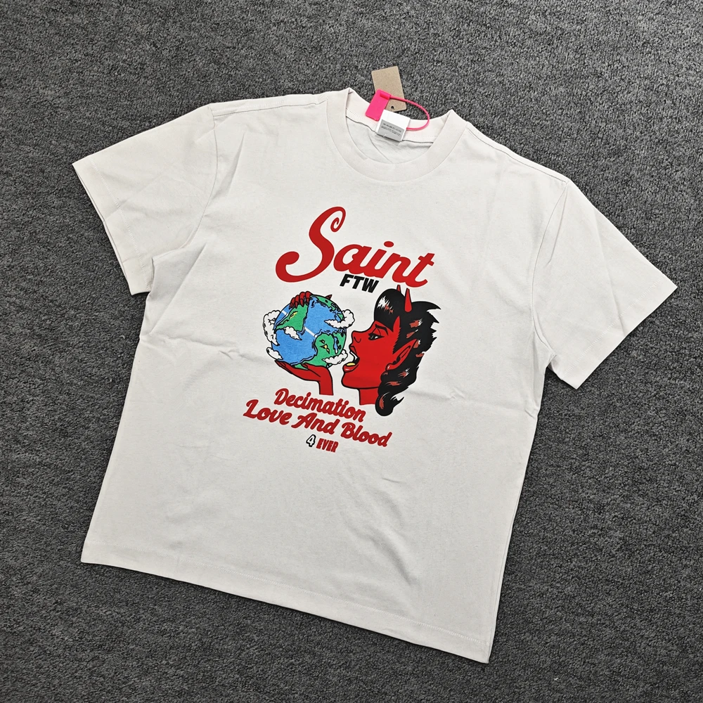 

Yao модная Повседневная свободная винтажная уличная футболка с графическим принтом Saint OF Michael Y2k унисекс Cleanfit для мужчин