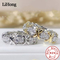 Luxury 925 Sterling Silver Ring Interlaced With Aaa Zircon Crystal Ring For A Woman'S Engagement Jewelry Gift  2 Color Choices