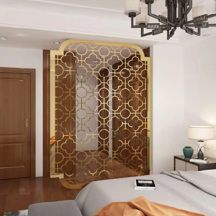 ej-Customizable Size Modern Stainless Steel Metal Room Partition with Laser Cut Design for Dining Room Divider&