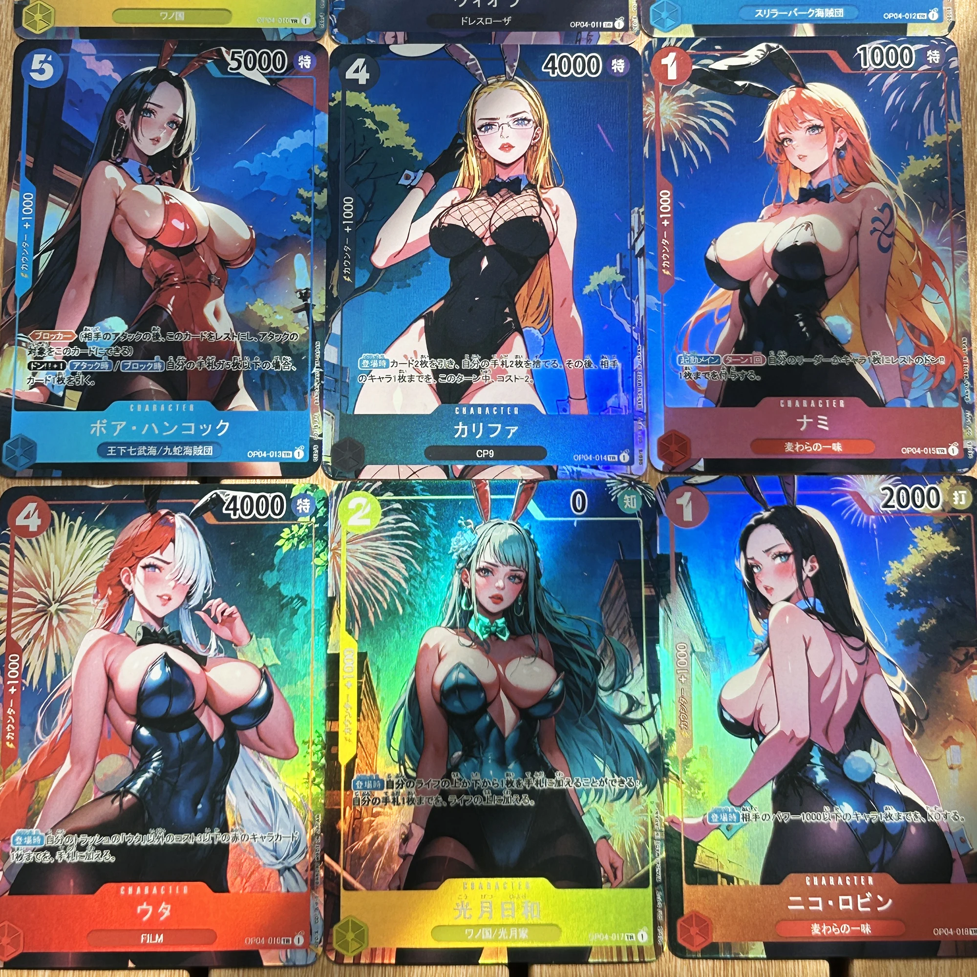 9Pcs/set Diy OPCG Hancock Robin Nami Uta Reiju Bunny Girl Series Flash Card Classic Game Anime Collection Card Gift Toy