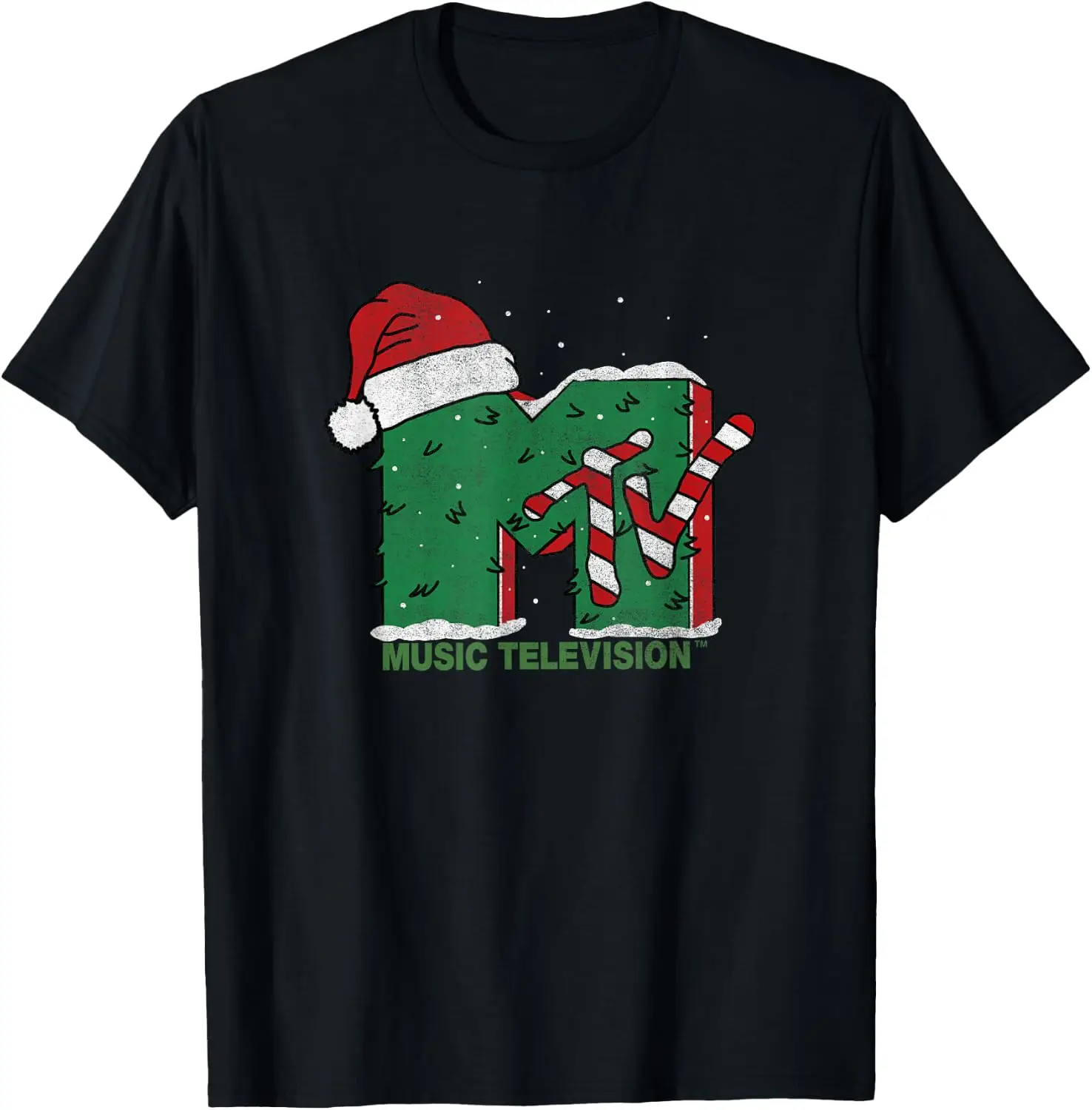 Vintage Santa Claus & Christmas Tree Logo T-Shirt Men Christmas Themed Graphic T‑Shirt, Casual Crew Neck Short Sleeve Tee, Festive Holiday Art Print Top for Xmas Party Daily Wear Christmas Gift for Men