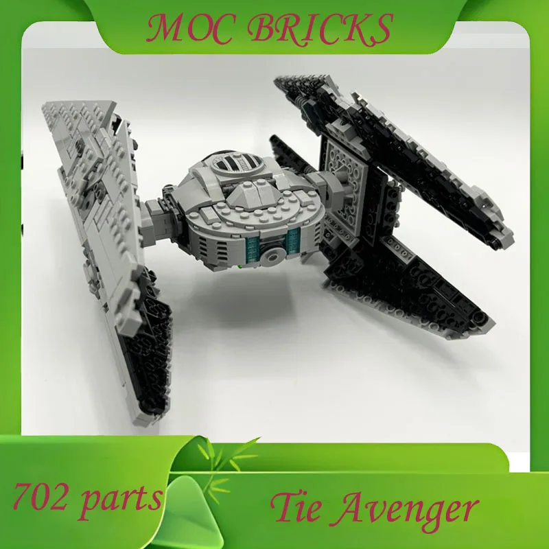 Customize 702 Parts TIE Avenger Model MOC Building Blocks DIY Assemble Bricks Creative Spaceship Collection Educational Toy Gif