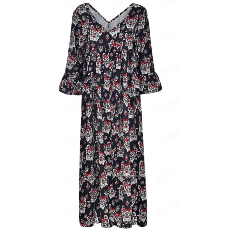 2024 Summer Half Sleeve Evening Boho Dresses Floral Printing Long Dress for Women Clothing Large Size 4XL 5XL Vintage Streetwear