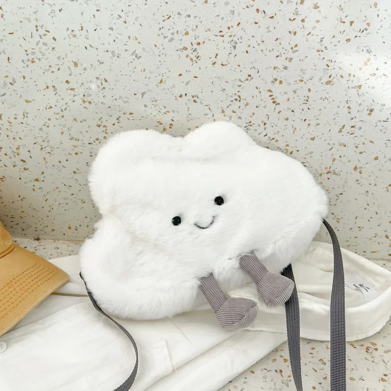 Cute Cloud Shoulder Bag Creative Kawaii Cartoon Plush Bags Fashion Cloud Crossbody Messenger Phone Lolita Women Purses Kid Gift