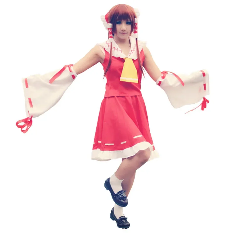 Anime Touhou Project Reimu Hakurei Cosplay Costume Women men Halloween Full set cosplay costume wig shoes Props