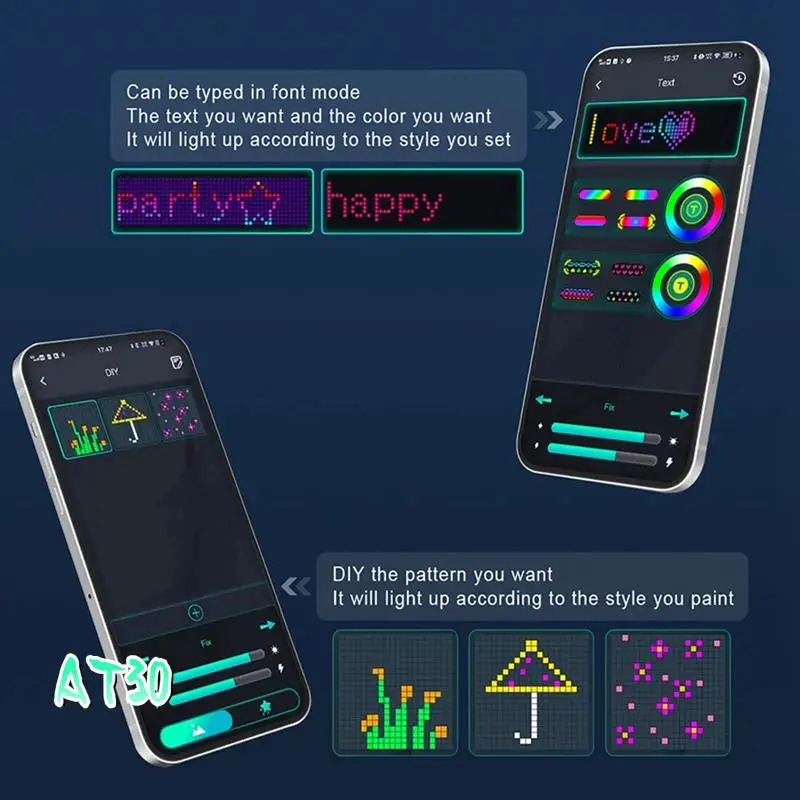 

Graffiti APP Curtain Lights RGB Phantom Colour Point Control Lights Ambient Lights Curtain Light String With US Plug,A Durable-A