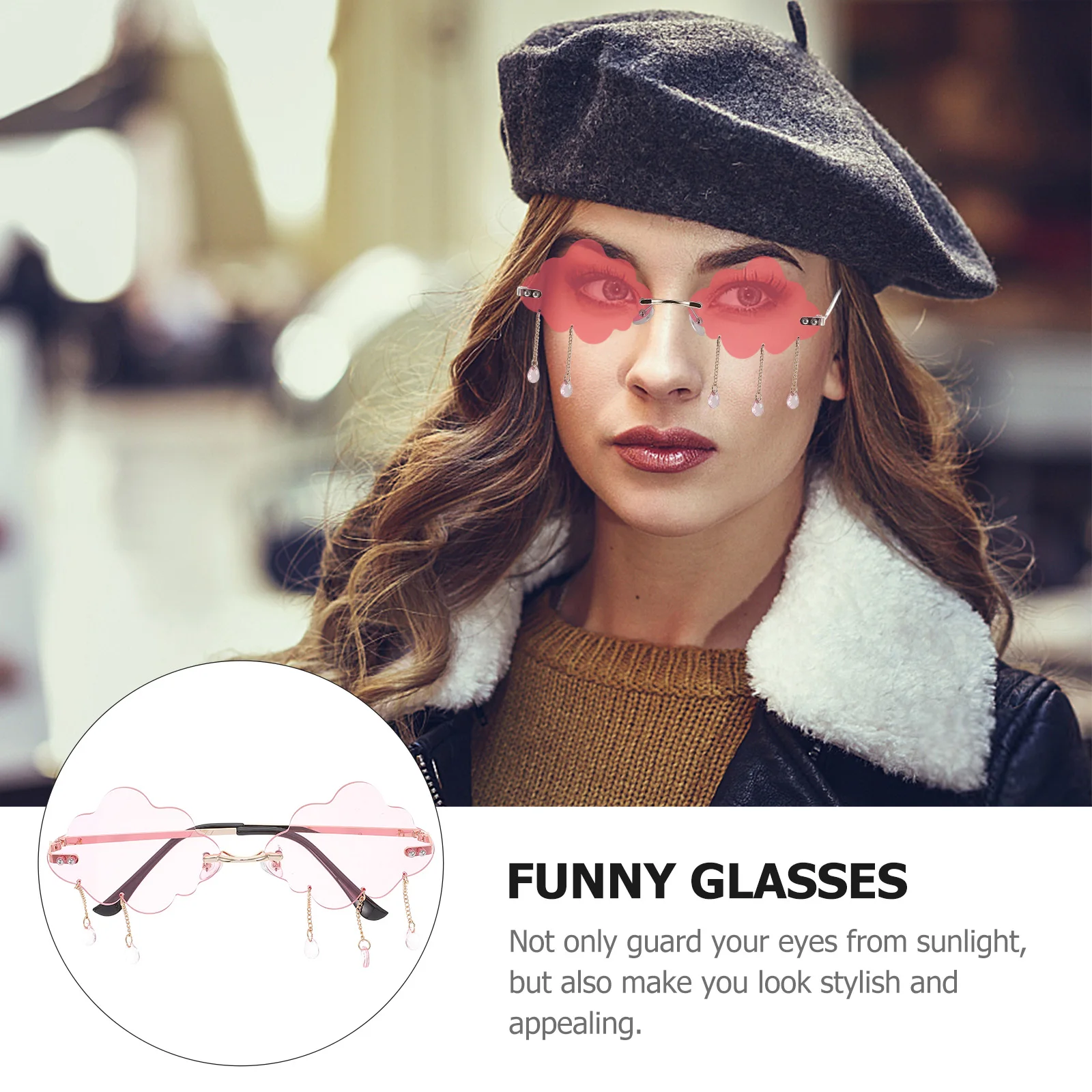 

Sunglasses Women Black Frames Cat Eye Polarized Funny Cloud Cool Durable Premium Material Wide Uses Halloween Cosplay