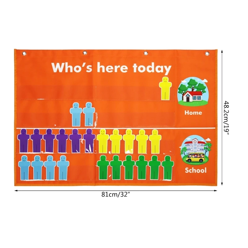 Attendance Pocket Chart Classroom Management Pocket Chart, 81×48cm Pocket Chart