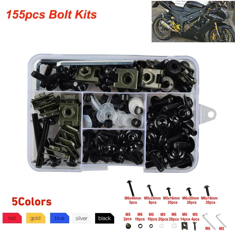 Kit de pernos de carenado de 155 Uds para KTM SX EX EXC XC 50 65 85 105 150 125 250 300 450 520 525 530 Kits de tuercas de tornillo de cuerpo de perno de carenado de motocicleta