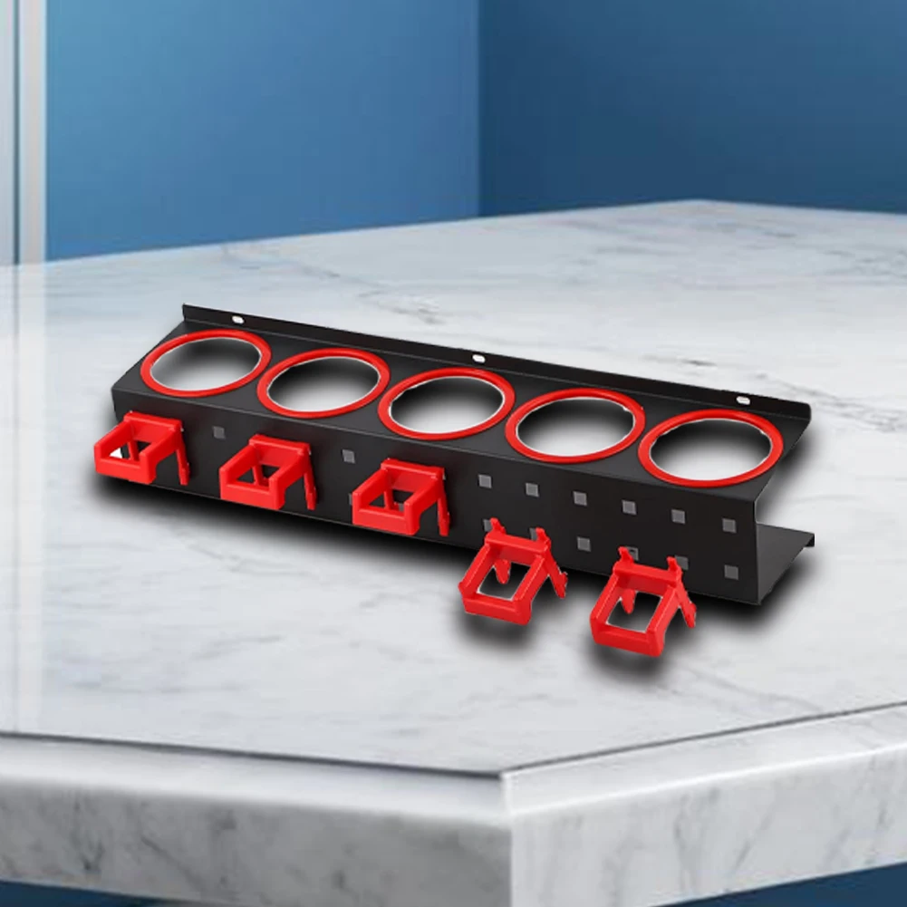 

Spray Bottle Wax Can Hanging Rack 5 Holes and 5 Hanging Hooks Garage Car Wash Tool Rack Wall Mounted Spray Bottle Storage Holder