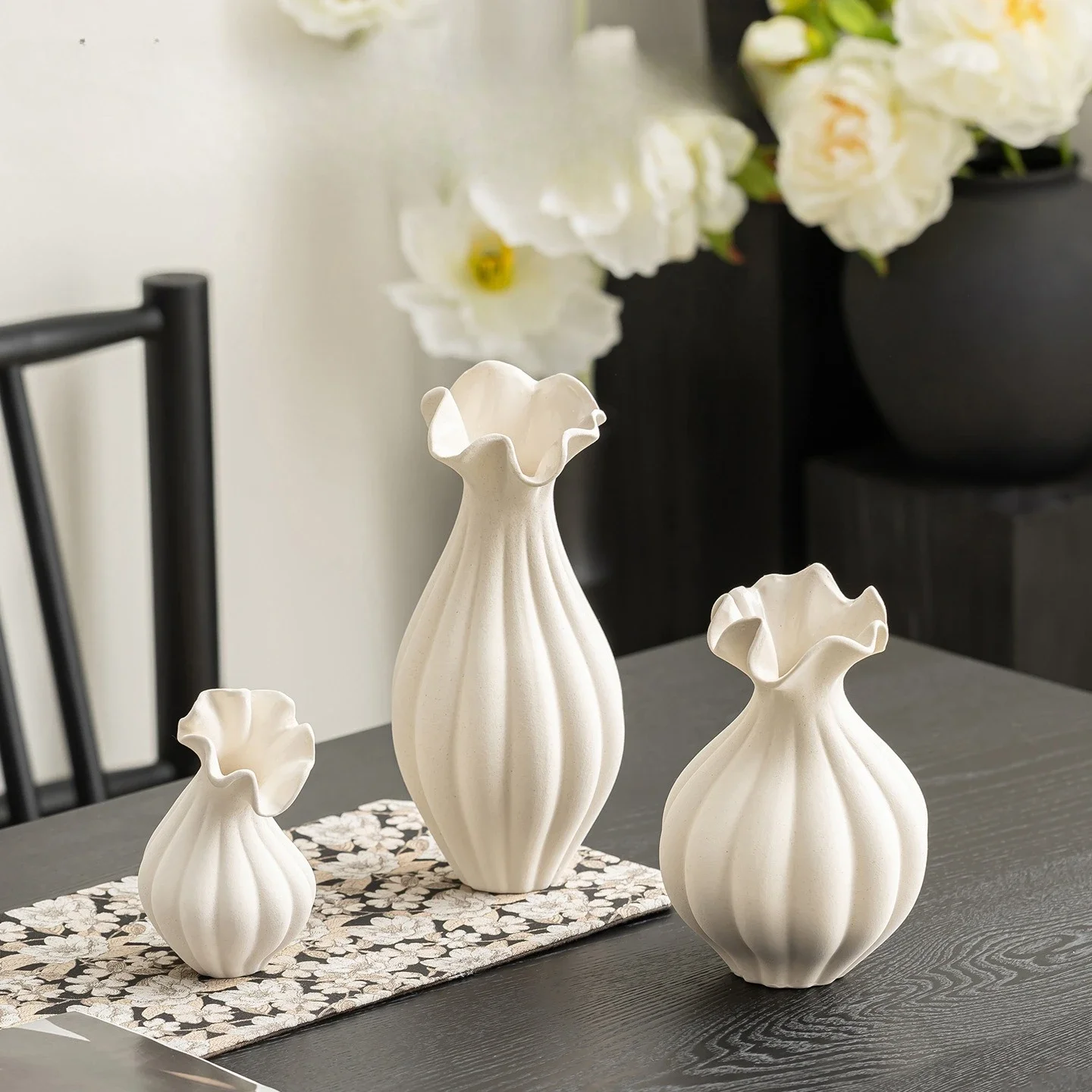 Accessories Vase Ceramic Curled Petal Vase Ceramic Flower Pot Accessories Vases Floral Pots Terrarium Home Decoration