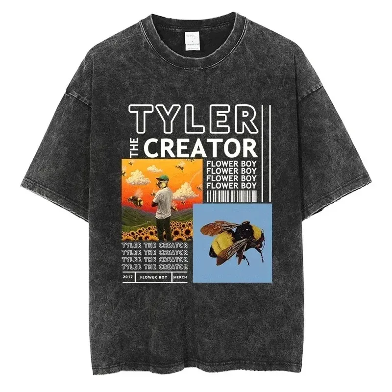 Tyler The Creator Graphic T Shirt Fashion Hip Hop Men Women Streetwear Quality Cotton Vintage Oversized Black Short Sleeve Tees