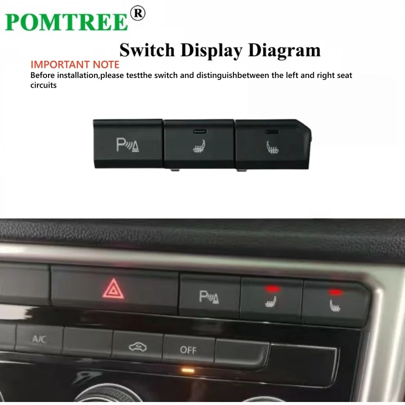 Built-in Car Seat Heater Kit Fit 2 Seats Alloy Wire/Carbon Fiber Heating Pads 3-Level Switch Kit For Volkswagen T-ROC 2018-2025