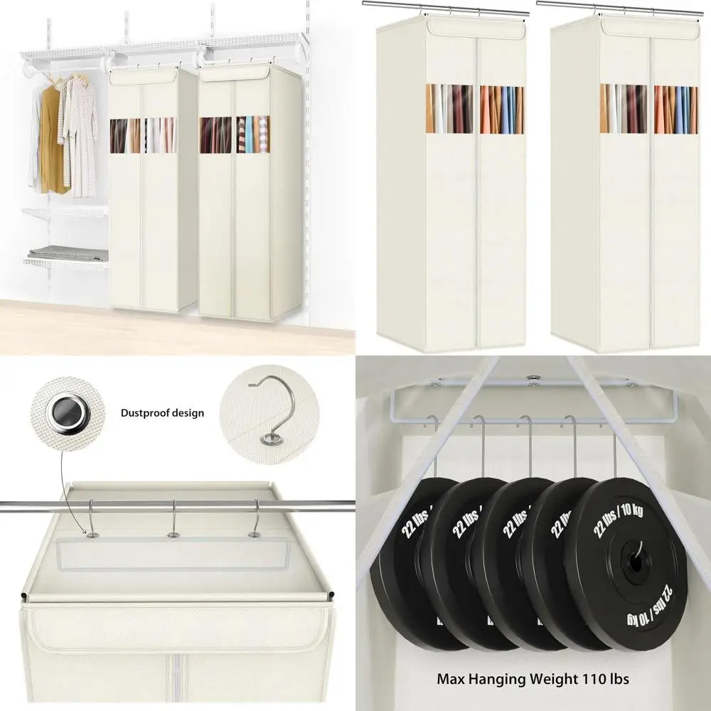 

54 Large Clear Window Hanging Garment Bags for Closet, 2-Pack, Ideal for Suits, Coats, Dresses Storage