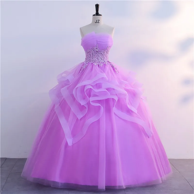 Ashley Gloria Strapless Party Dress Classic Purple Quinceanera Dresses Real Photo Ball Gown Customize Color Prom Gowns