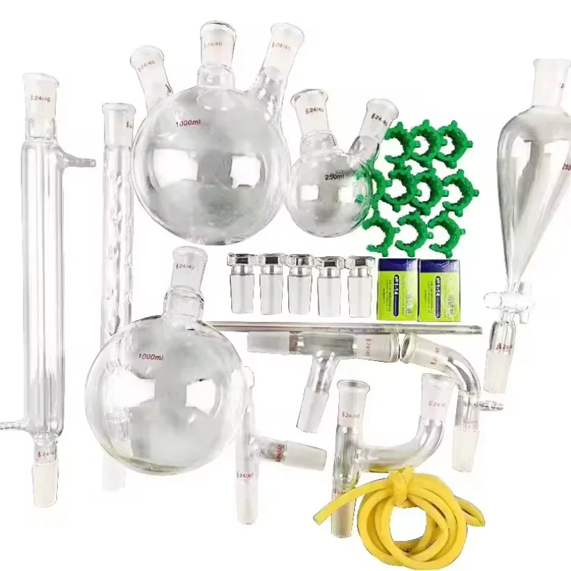 Laboratory Glass Organic Chemistry Distillation Distillation Glassware Kit Equipment with 24/40 Connectors