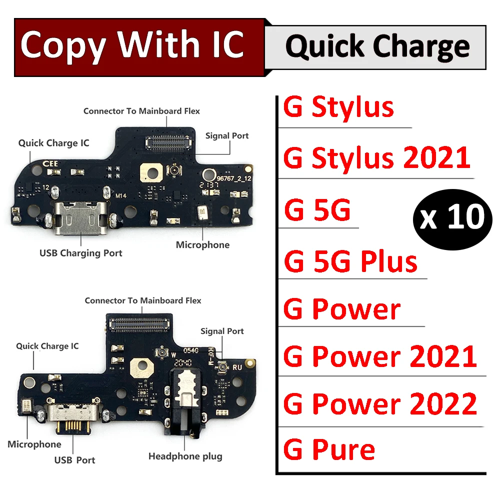 

10Pcs USB Charge Port Jack Dock Connector Charging Board Flex Cable For Motorola Moto G Stylus Power 2021 2022 G Pure 5G Plus