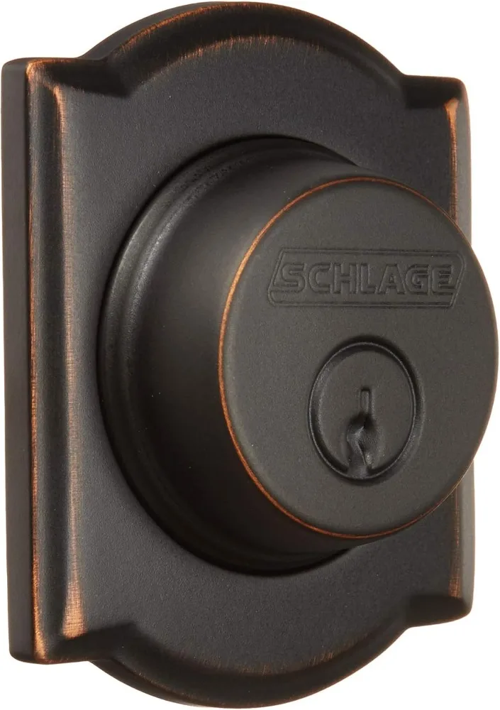 Schlage F93CAM716ACCLH Camelot Inactive Handleset with Accent Left-handed Lever, Aged Bronze