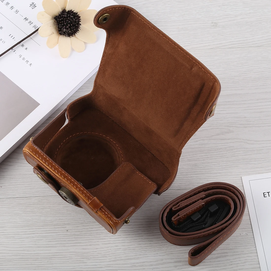 Full Body Protective Bag for Canon G16 Camera PU Leather Cover Case with Strap