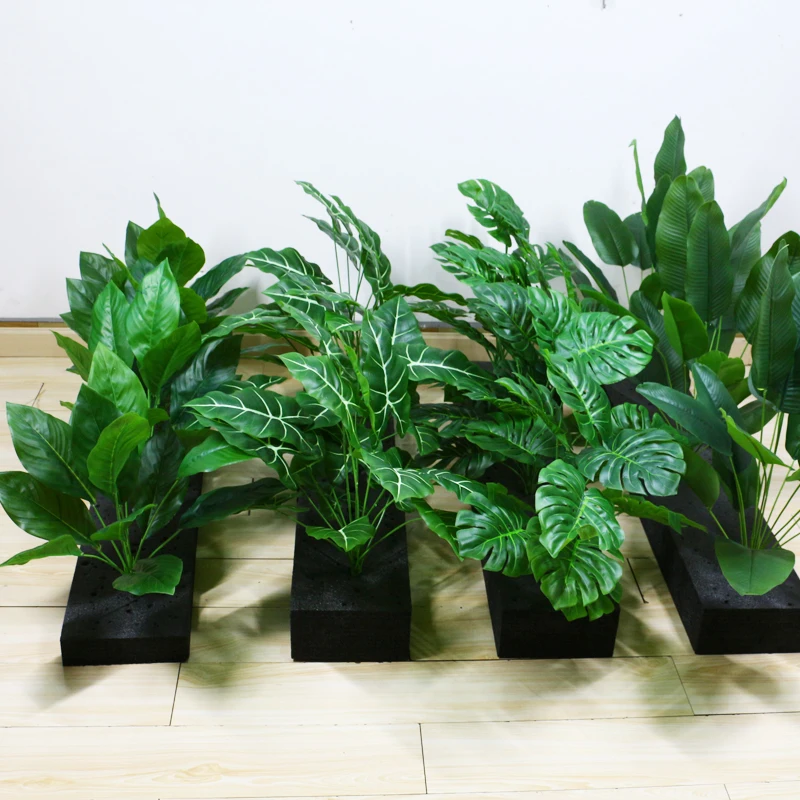 Artificial broad-leaved plant monstera plantain, tropical plantain, green tree green leaf bonsai