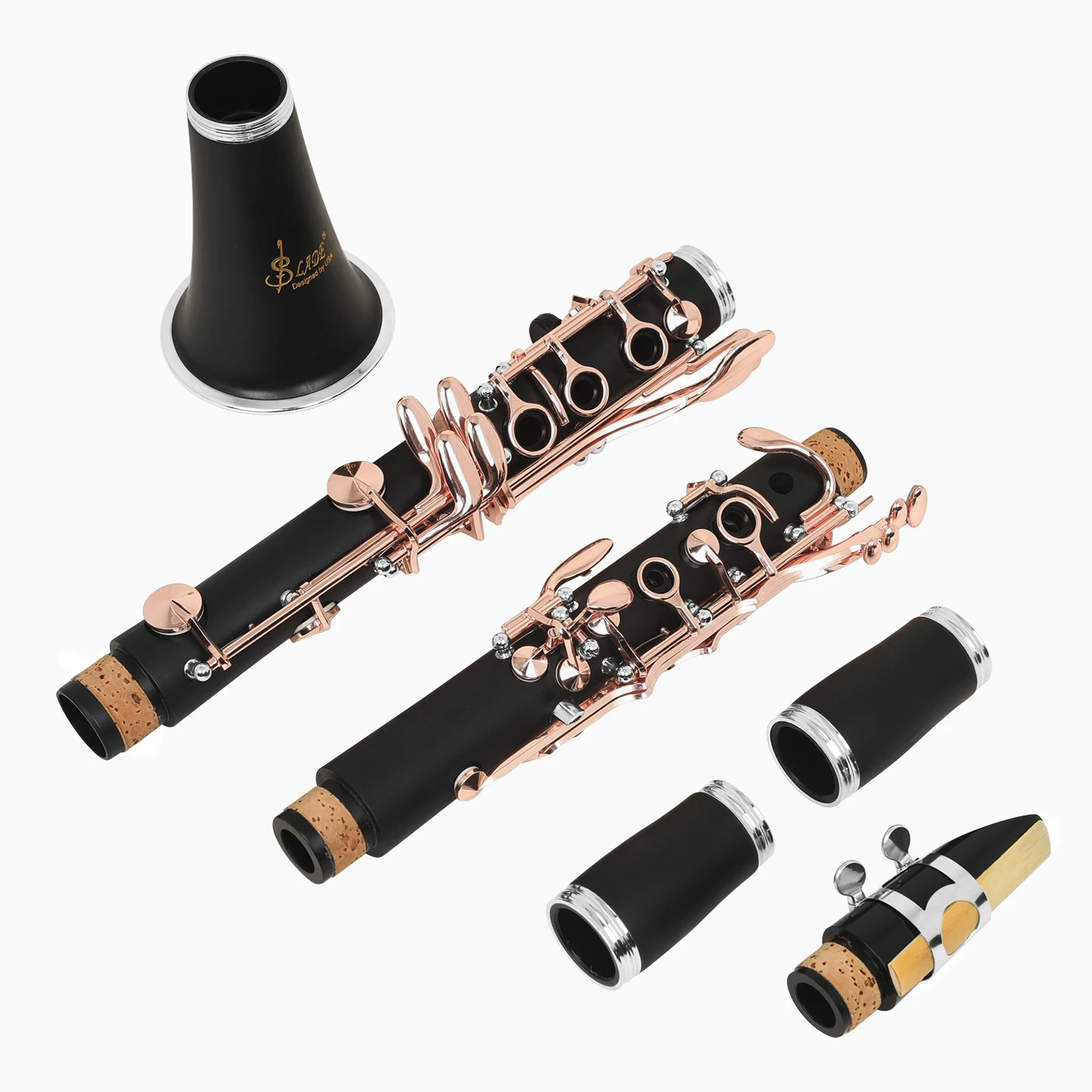 Slade Bb-Klarinette, 17 Klappen, Abs-Korpus, Professionelles Holzblasinstrument Mit Klarinettenkoffer, Handschuhen, Blättern, Ersatzteilen Und Zubehör S5Acdbcfe1023471388Be245D79077310V