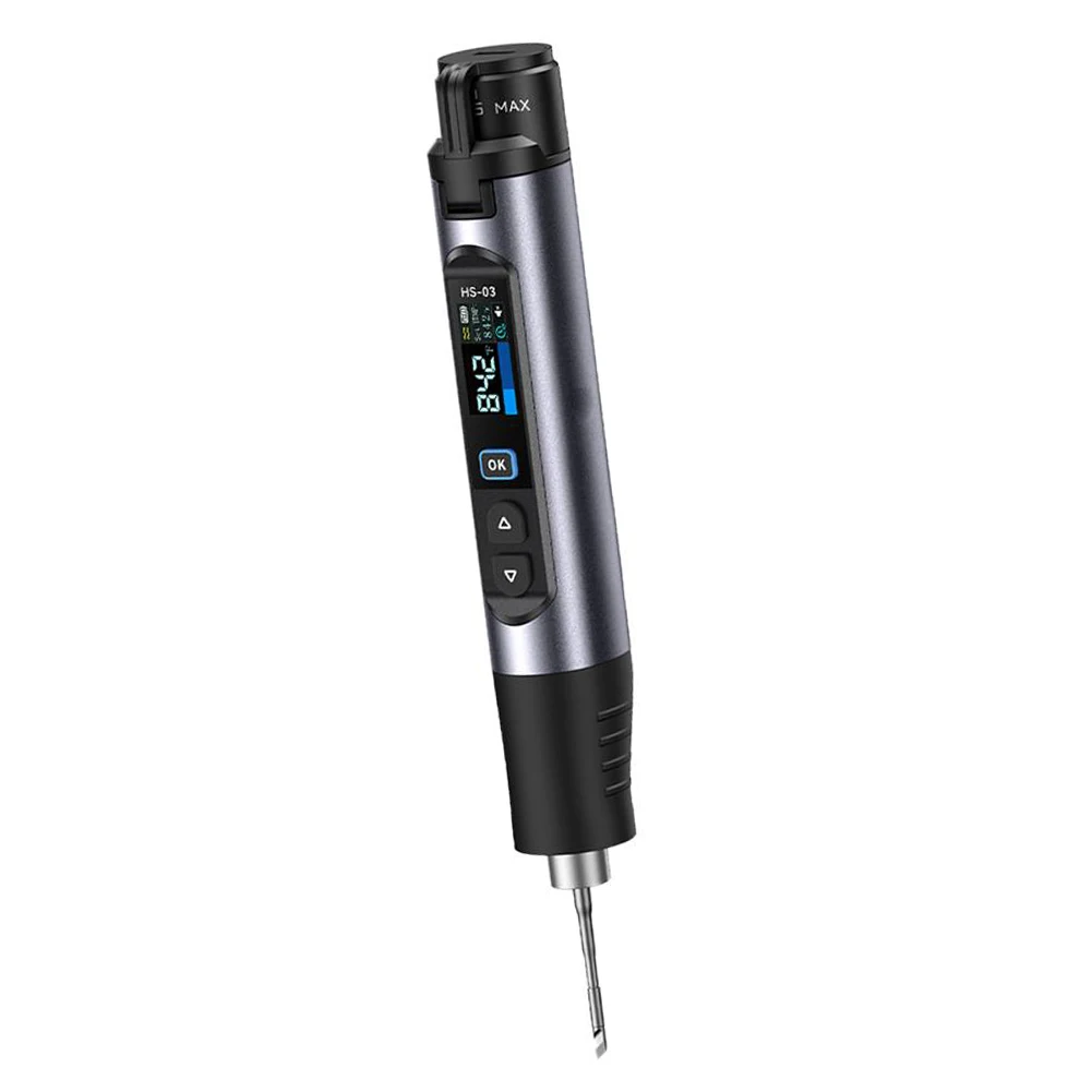 HS-03 Cordless Soldering Iron Featuring Dual Power Support Wired or Battery and 0.96 Inch IPS Screen for Real Time Monitoring