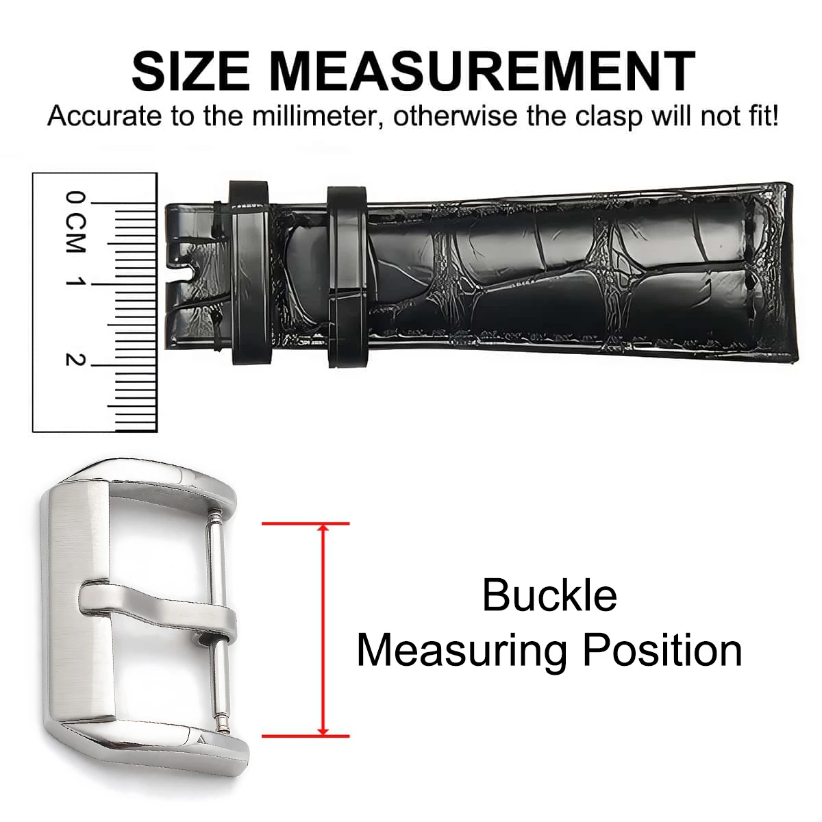 2PCS 304 Stainless Steel Watch Buckle Watch Band Pin Clasp 10mm-24mm for Leather Band Strap Replacement Buckle Watch Accessories