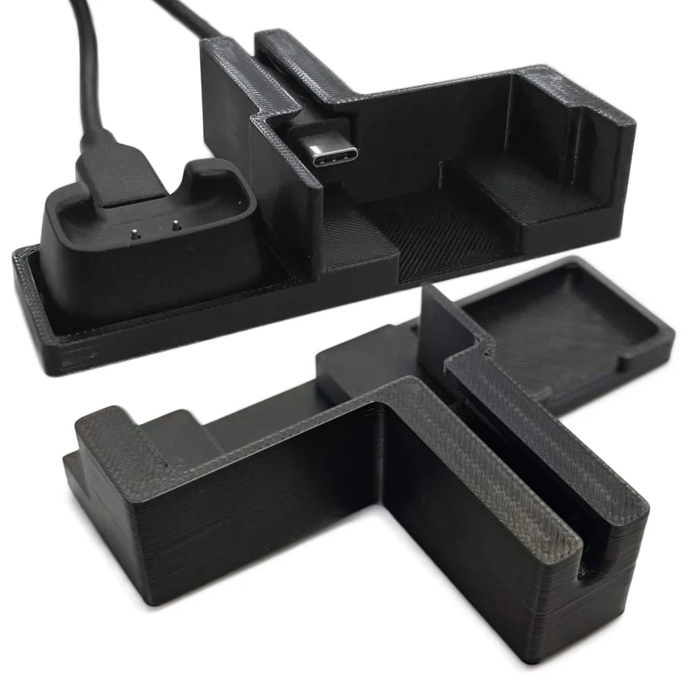 

For DJI Mic Mini Charging Station Stand Holder 3D Printed with Cable Management Slot for Receiver and Transmitter Black