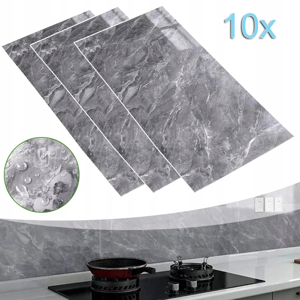 10 pannelli adesivi effetto marmo, impermeabili, per rivestire pareti, adatti come pannelli decorativi per cucina, soggiorno, bagno e pareti dietro la TV.